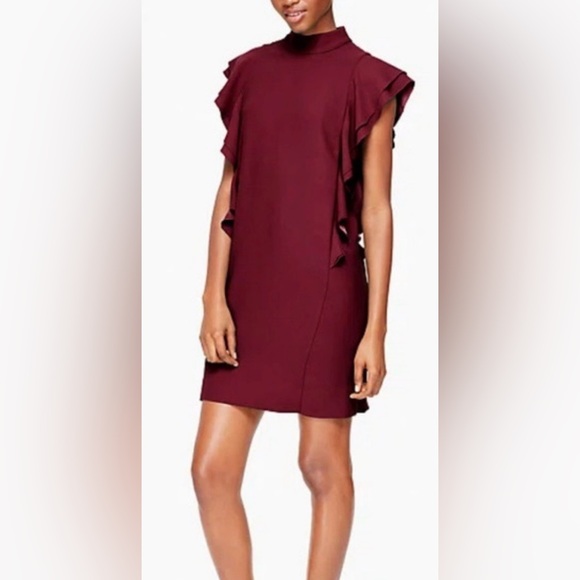 kate spade Dresses & Skirts - Kate Spade Make Magic Satin Crepe Flutter Shift Dress in Plum ZB3